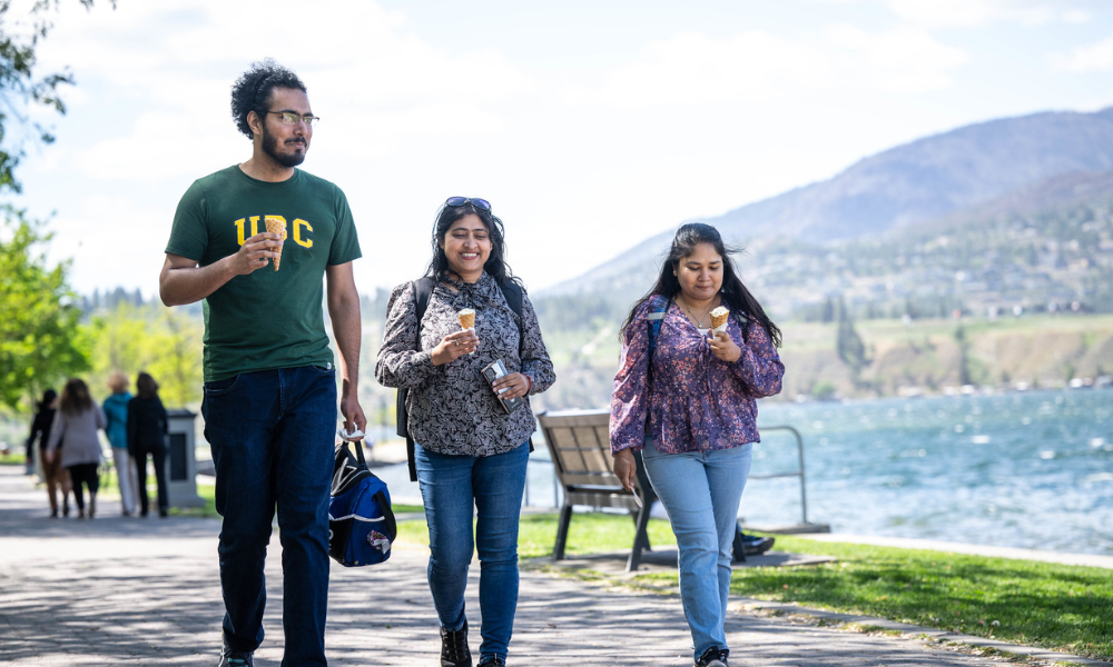 Students Walking in downtown Kelowna with ice cream